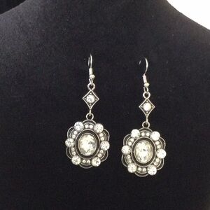 Elegant Silver and Black Color Drop Earrings NWOT